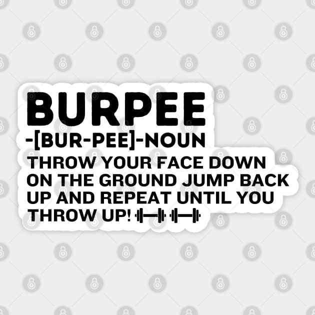 Burpee Noun Definition - Humorous Burpees Gym Definitions Sticker by KAVA-X